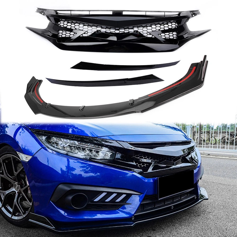 Style Grille Mesh Front Bumper Grille Fit Honda Civic 2016-2018