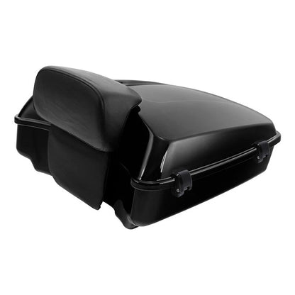 Black Chopped Trunk Mount Rack Backrest Pad Fit For Harley Fat Boy Deluxe 08-16