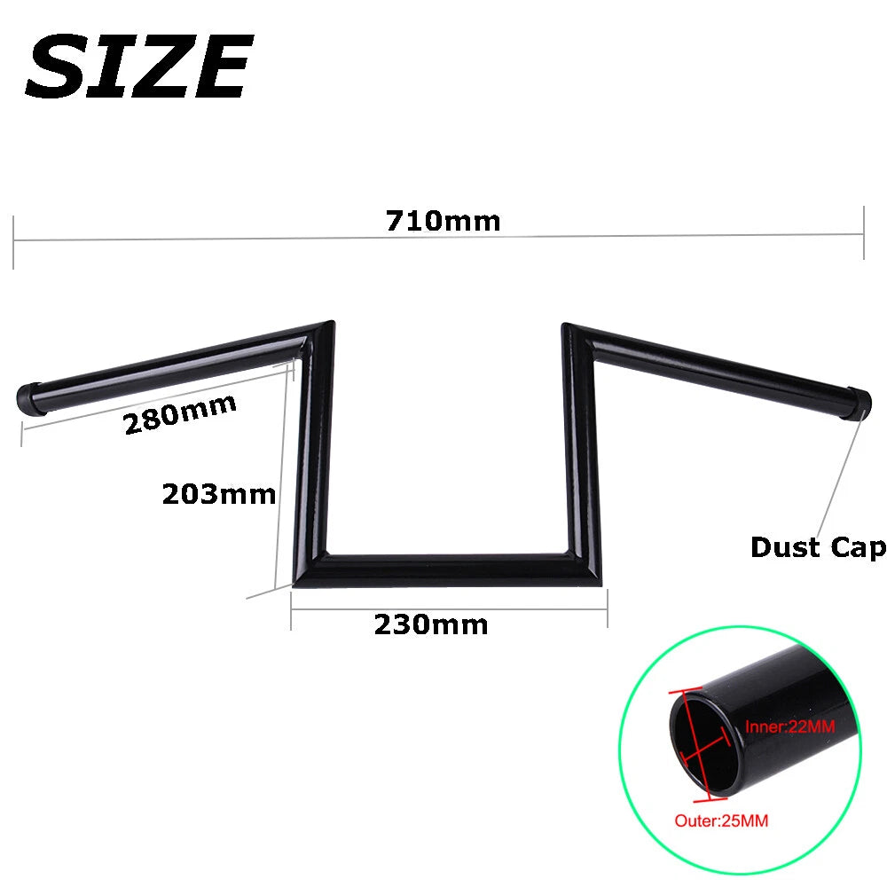 8" Rise Drag Ape Hanger Z Bars 1" Handlebars For Harley Sportster XL Chopper FX