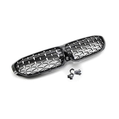 Pair Front Bumper Kidney Grill Diamond Grille For BMW 3 Series G20 G21 2019-2022