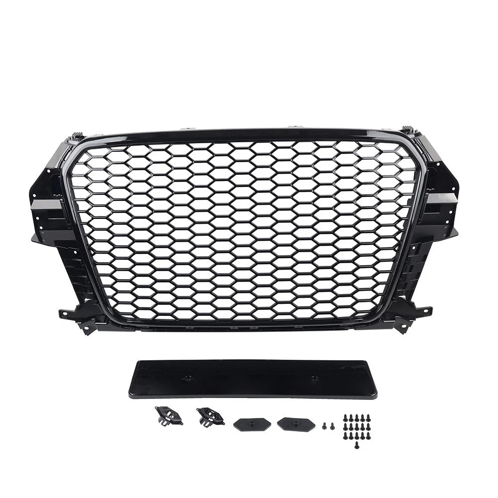 Front Bumper Honeycomb Grille Glossy Black For Audi Q3 SQ3 2013-2015
