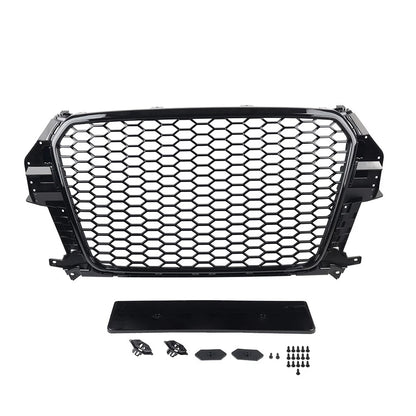 Front Bumper Honeycomb Grille Glossy Black For Audi Q3 SQ3 2013-2015