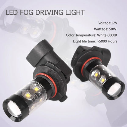 2pcs Car LED Fog Daytime Driving Headlights Lamp Bulbs Cool White H10 50W 6000K