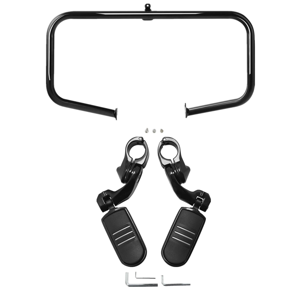 Black Highway Engine Guard Crash Bar FootPegs Fit For Harley Street Glide 09-25