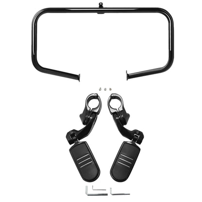 Black Highway Engine Guard Crash Bar FootPegs Fit For Harley Street Glide 09-25