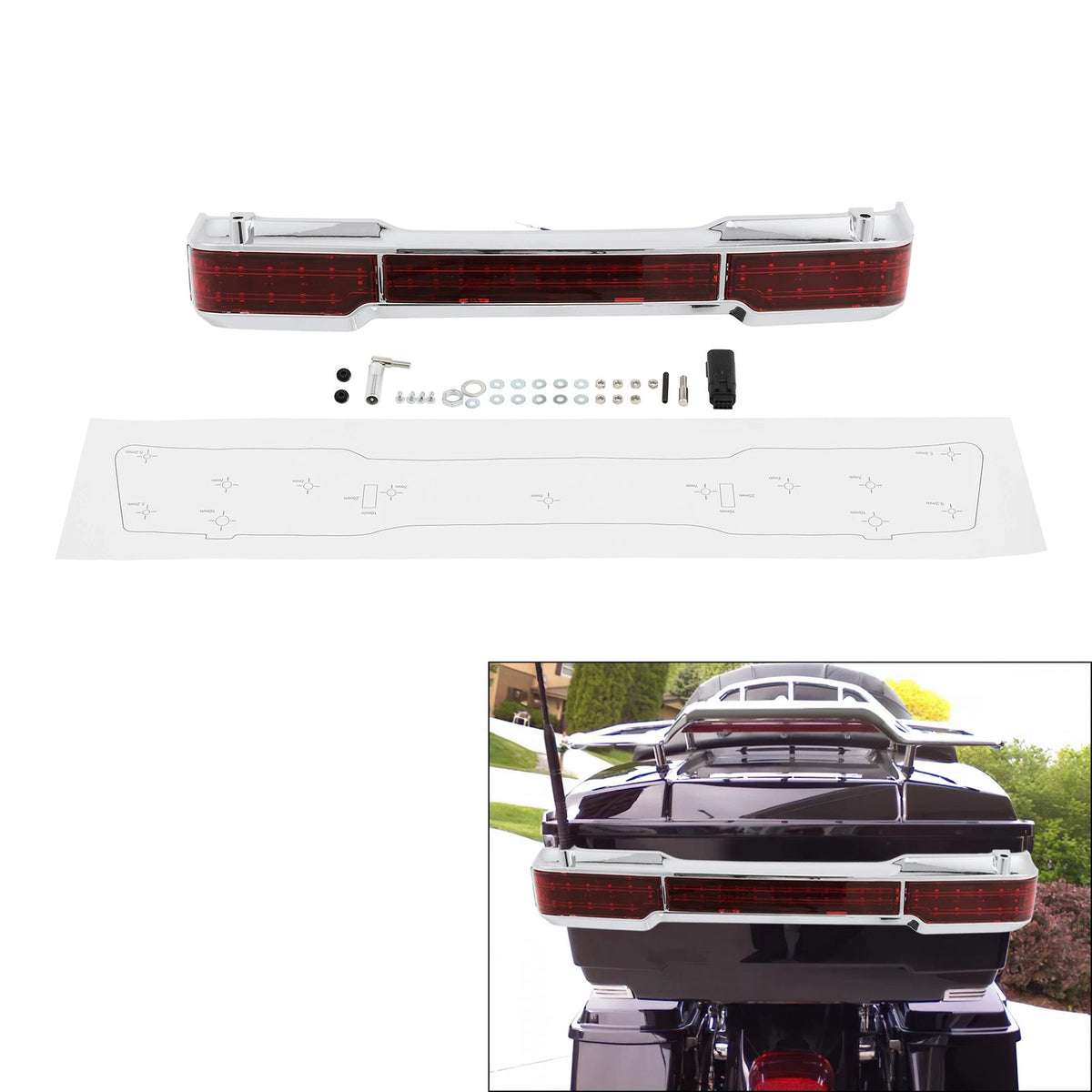 LED Tail Brake Light Trunk Classic King Tour Pack For Harley Touring models97-08