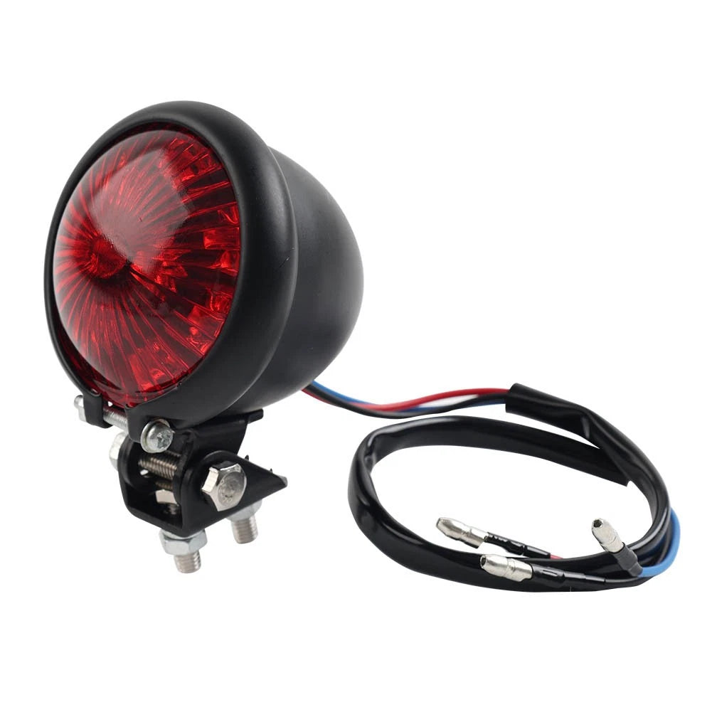 1x Black Motor LED Rear Stop Brake Tail Light Lamp For Cafe Racer Bobber Chopper