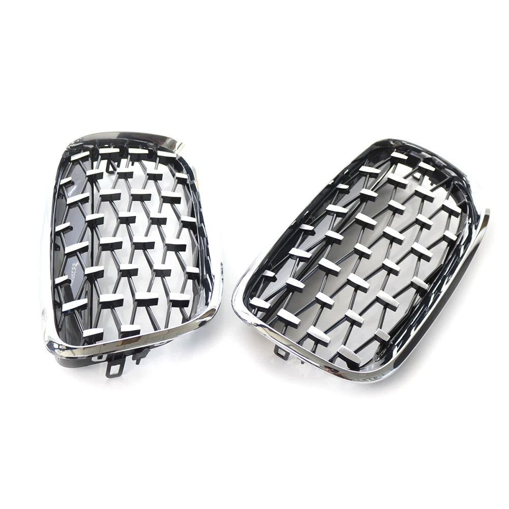 Front Kidney Grille Grill Diamond Style For BMW X5 E70 07-13 ABS Chrome 2pcs US