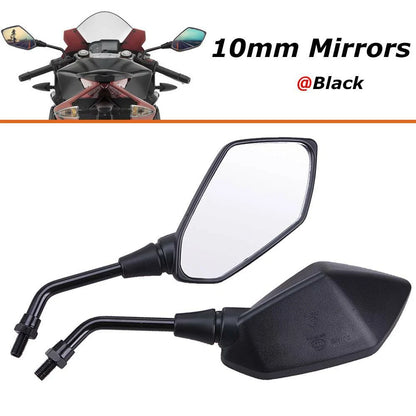 Black Motorcycle Rearview Side Mirrors for Honda Grom Kawasaki Ninja Suzuki