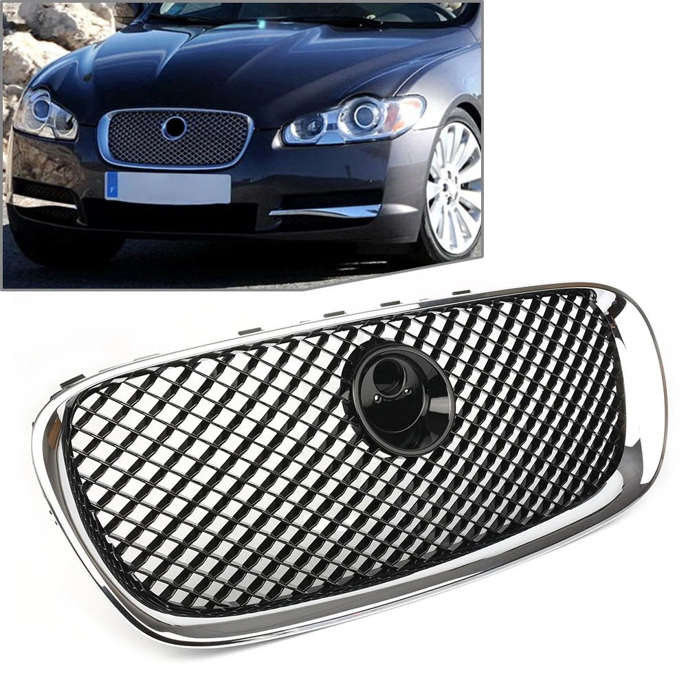 Front Bumper Grille Grill Fit for Jaguar X250 XF XFR XFRS 2008-2011 Chrome Black