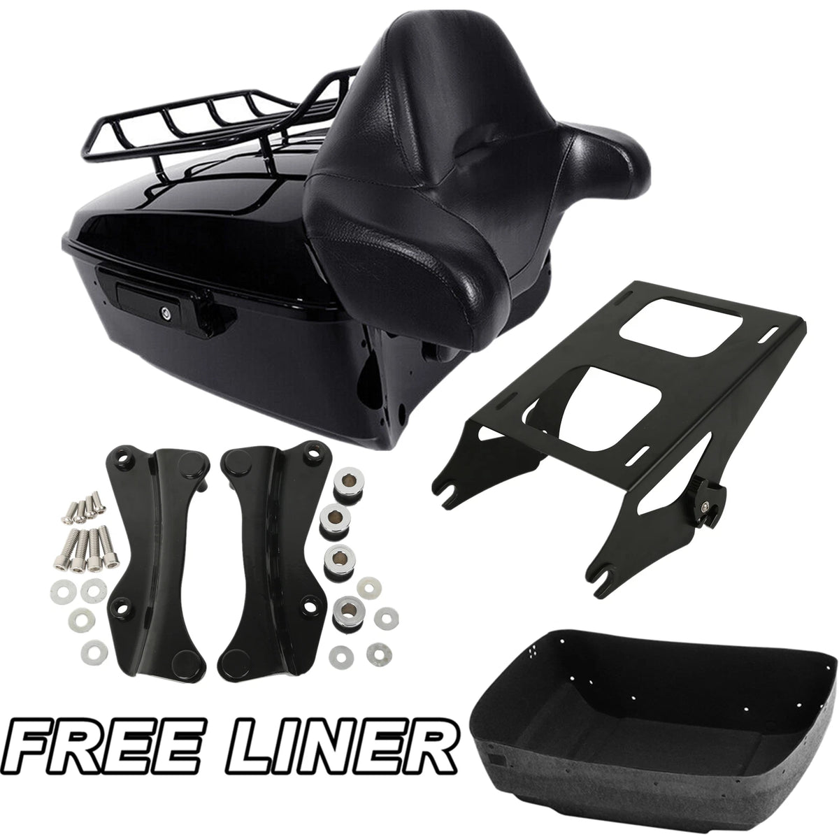 Black King Trunk Pad Mount Rack Docking Kit Fit For Harley Touring 2014-Up 2024
