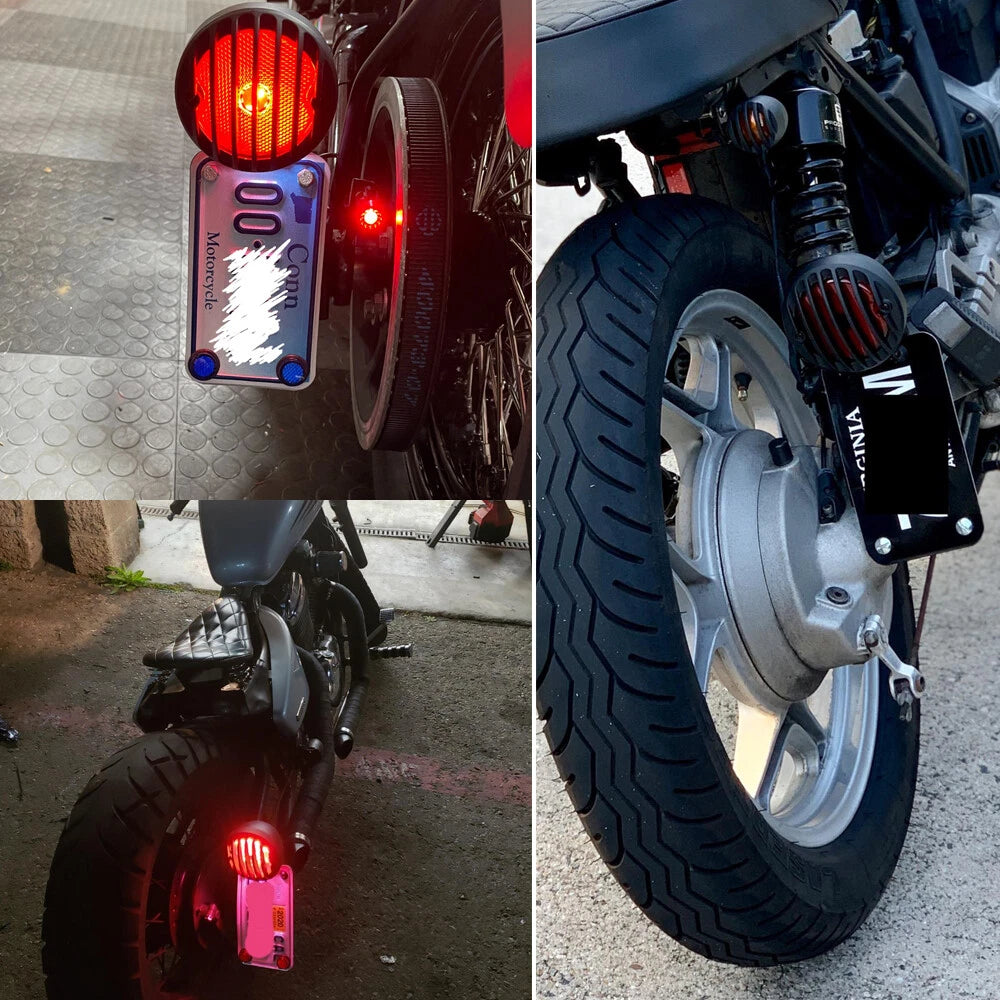 Motorcycle LED Light Side Mount License Plate Bracket For Harley Bobber Chopper