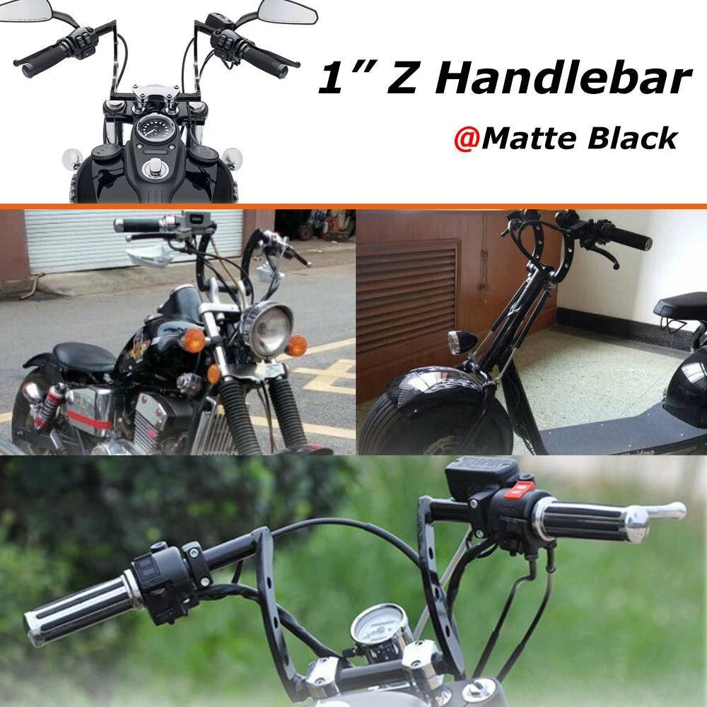 Motorcycle 1'' INCH Handlebars Z Bar Drag Bars For Yamaha Suzuki Honda Harley US