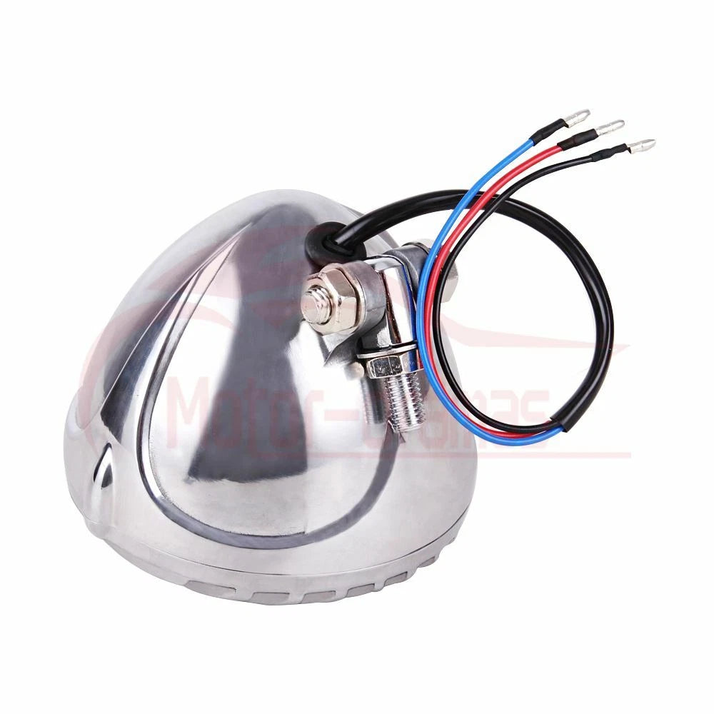 Motorcycle Amber Finned Grilled Headlight Lamp For Harley Bobber Chopper Cafe