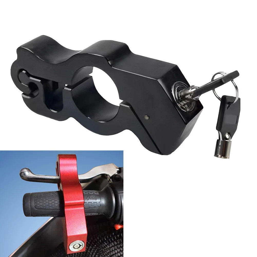 Black Motor Handlebar Lock Anti-Theft Grip Throttle Security Bike Scooter ATV