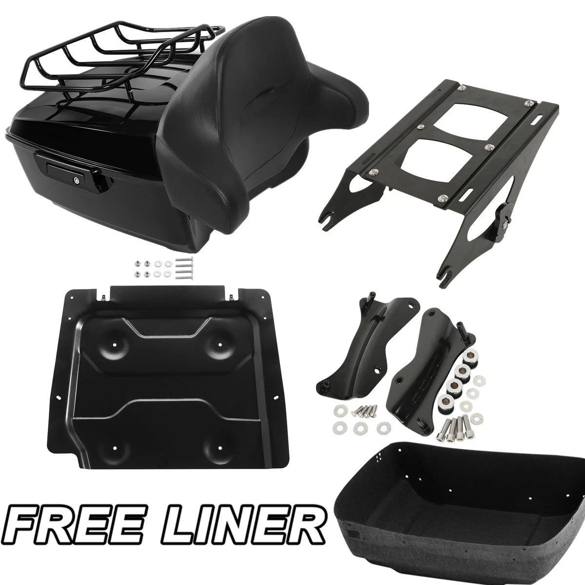 Black King Trunk Pad Rack Plate Docking For Harley Electra Road Glide King 14-Up