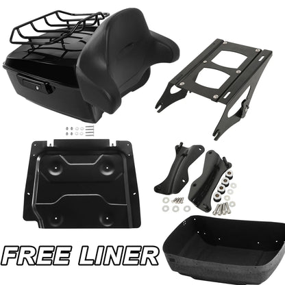 Black King Trunk Pad Rack Plate Docking For Harley Electra Road Glide King 14-Up