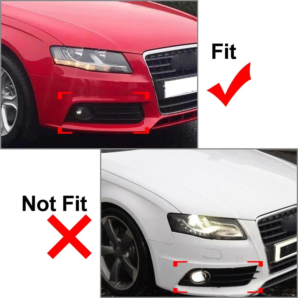 Front Honeycomb Grille Fog Light Covers Set For Audi A4 2009-12 Chrome and Black