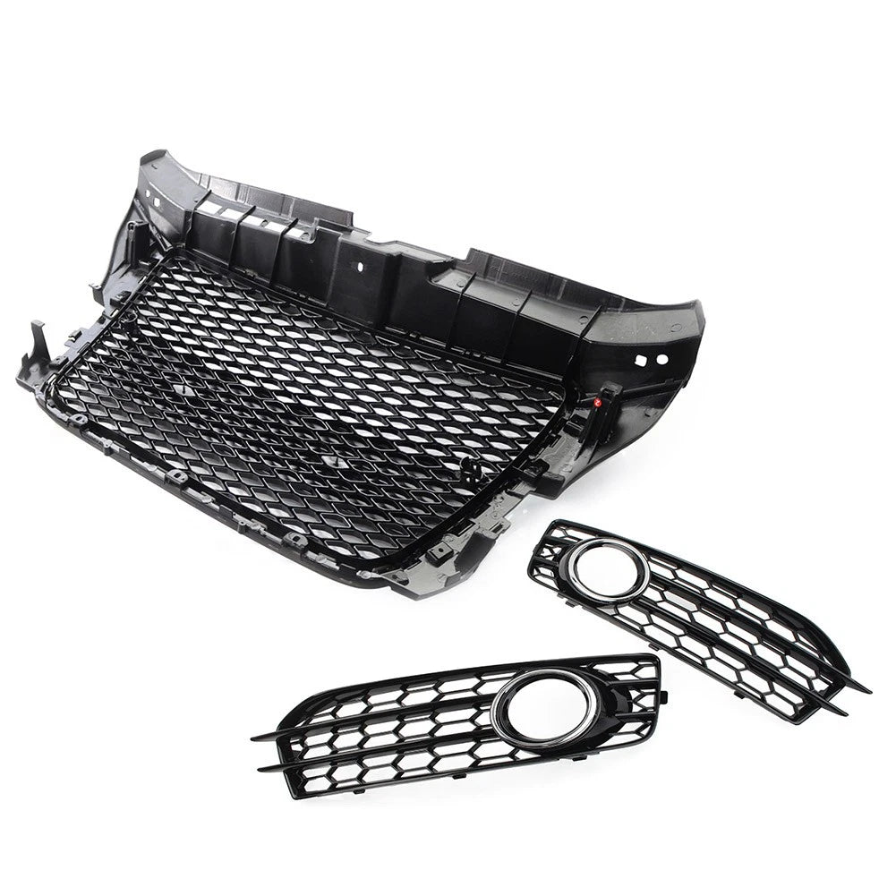 Front Bumper Radiator Honeycomb Grille Fog Light Cover For Audi A3 8P 2009-2012