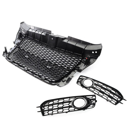 Front Bumper Radiator Honeycomb Grille Fog Light Cover For Audi A3 8P 2009-2012