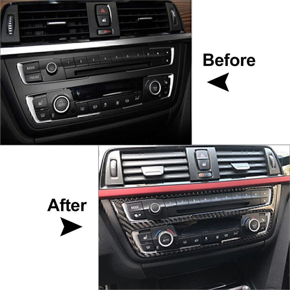 Air Condition Media Control Panel Trims For BMW 3 4 Series F30 F33 Carbon Fiber