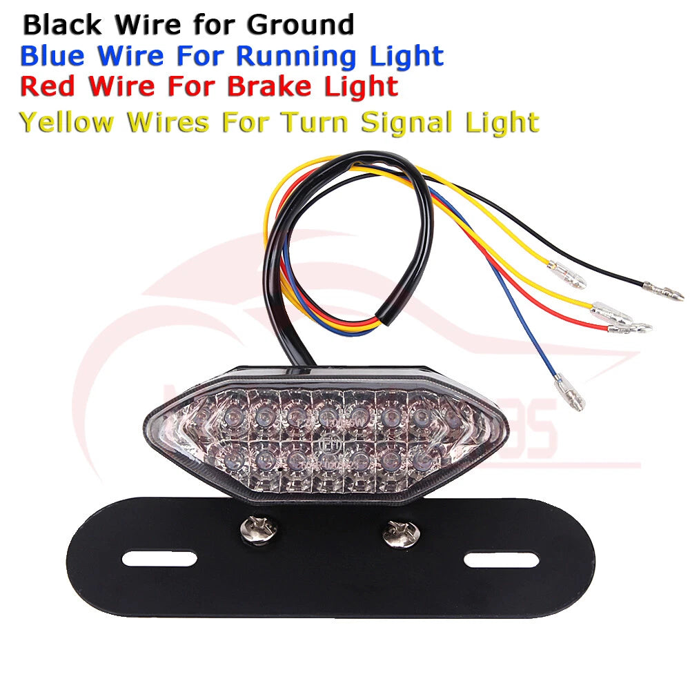 12V Smoke 20LED Motorcycle Brake Tail Turn Signal License Plate Integrated Light