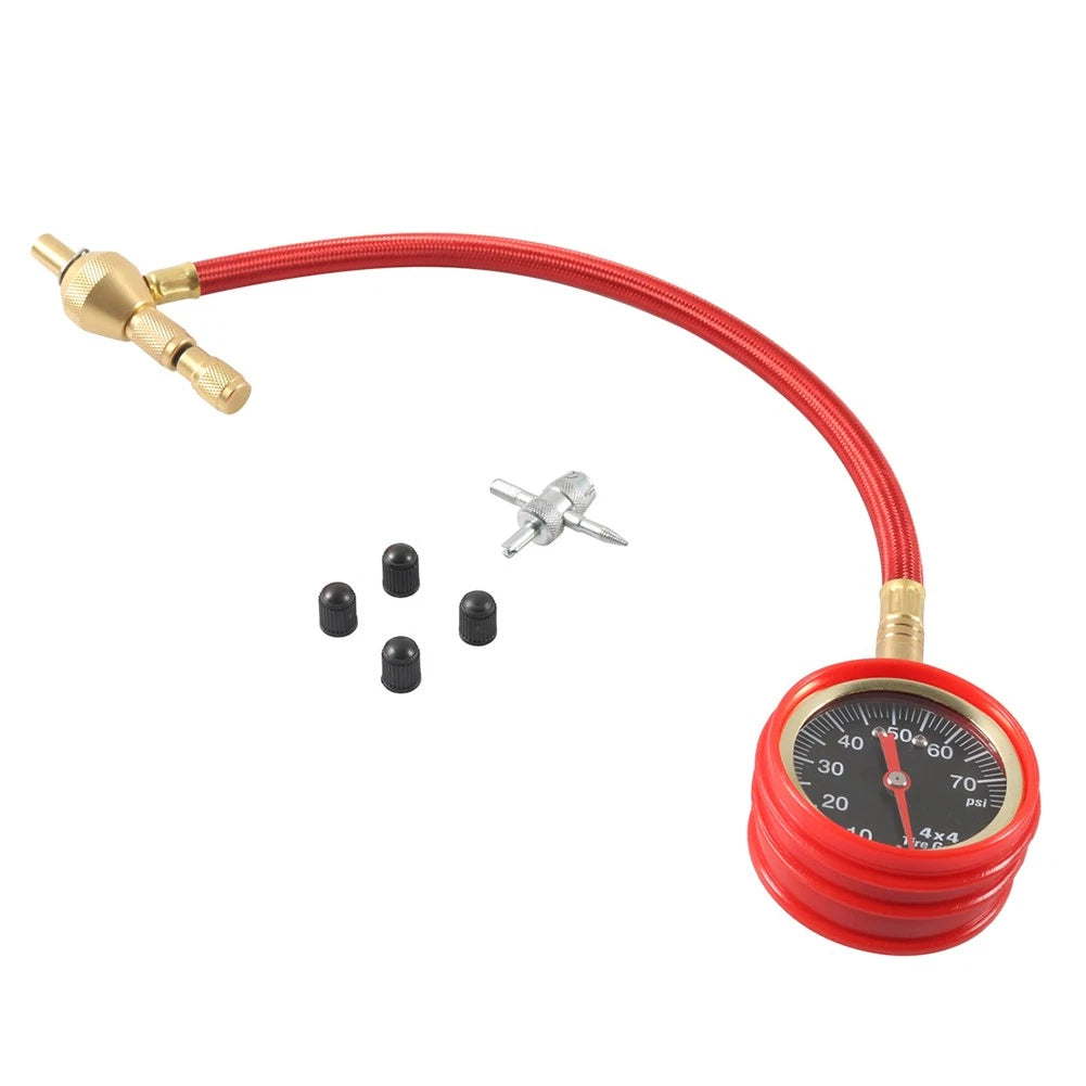Tire Deflator Kit Tire Pressure Gauge 0-75 PSI Rapid Air Down Offroad Kit