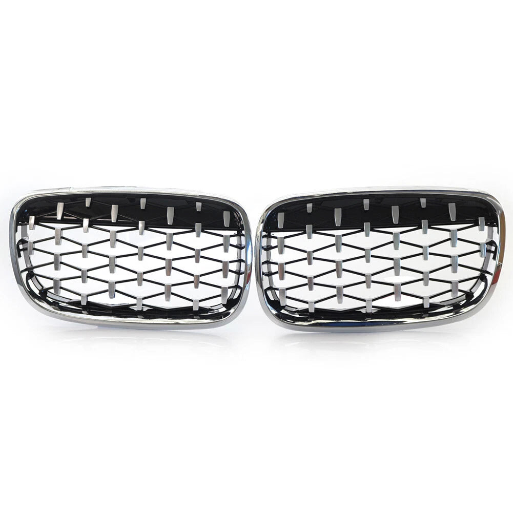 Front Kidney Grille Grill Diamond Style For BMW X5 E70 07-13 ABS Chrome 2pcs US