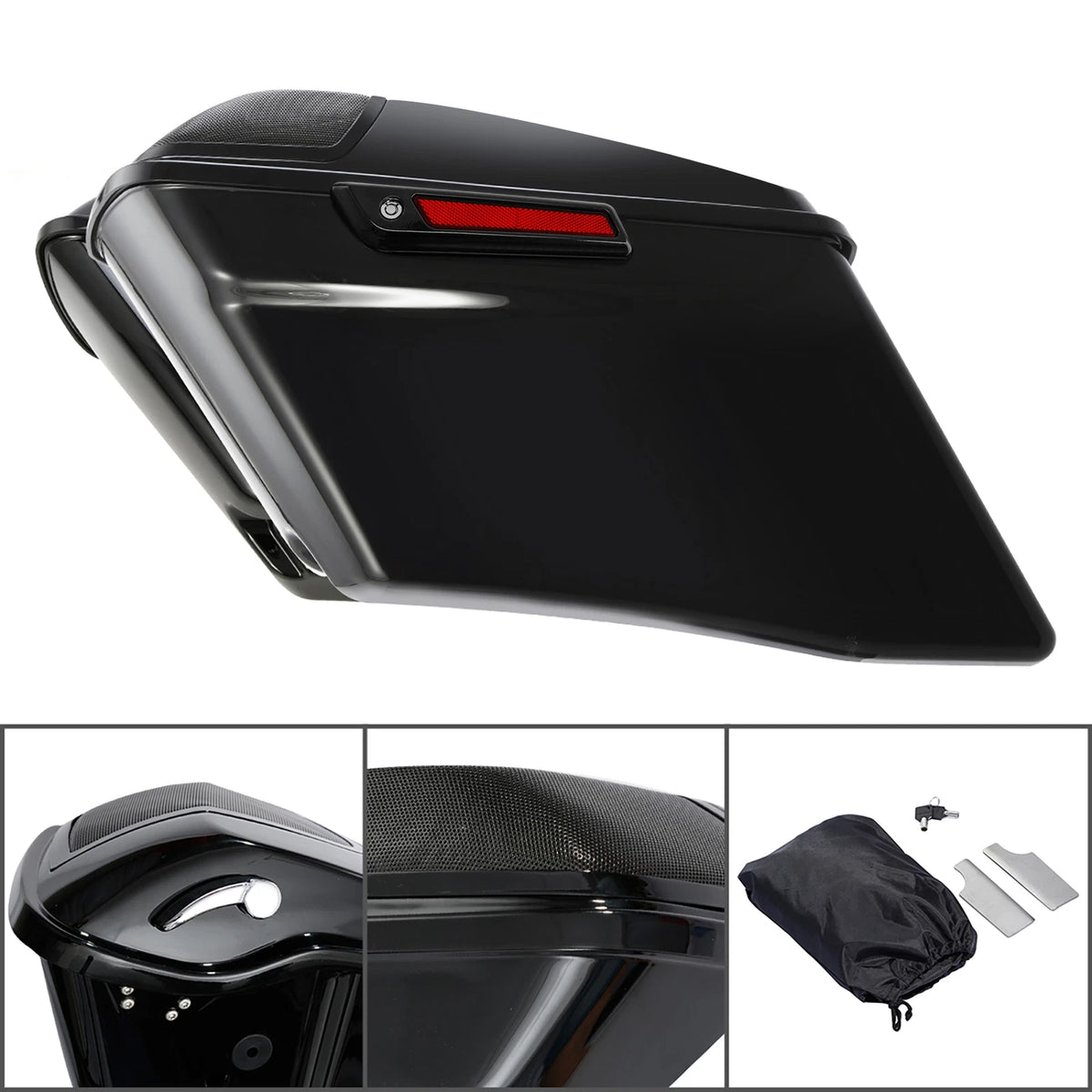 Vivid Black 4" Extended Hard Saddlebags Fit For Harley Touring Models 2014-Up US