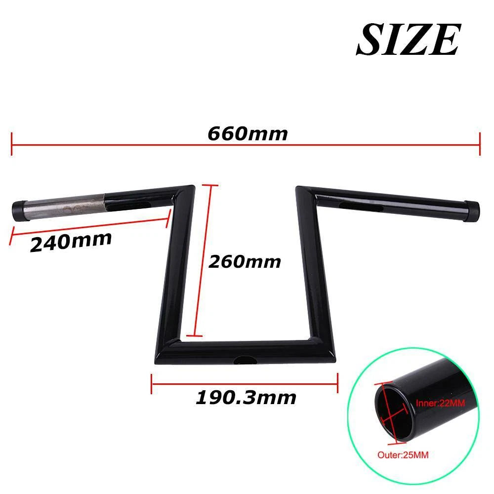 10-1/2" Rise 1'' Motorcycle Handlebars Z-Bar Drag Bars For Harley Chopper Bobber