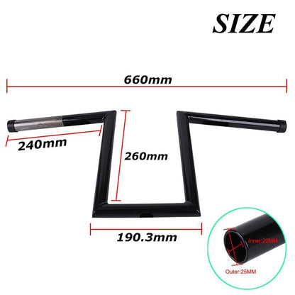 10-1/2" Rise 1'' Motorcycle Handlebars Z-Bar Drag Bars For Harley Chopper Bobber
