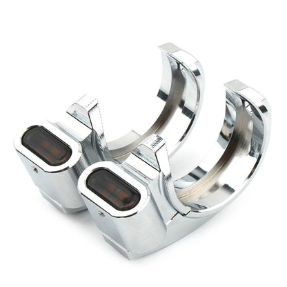 Front Turn Signal Light For Harley 39-41mm Front Fork Chrome Housing Smoke Lens