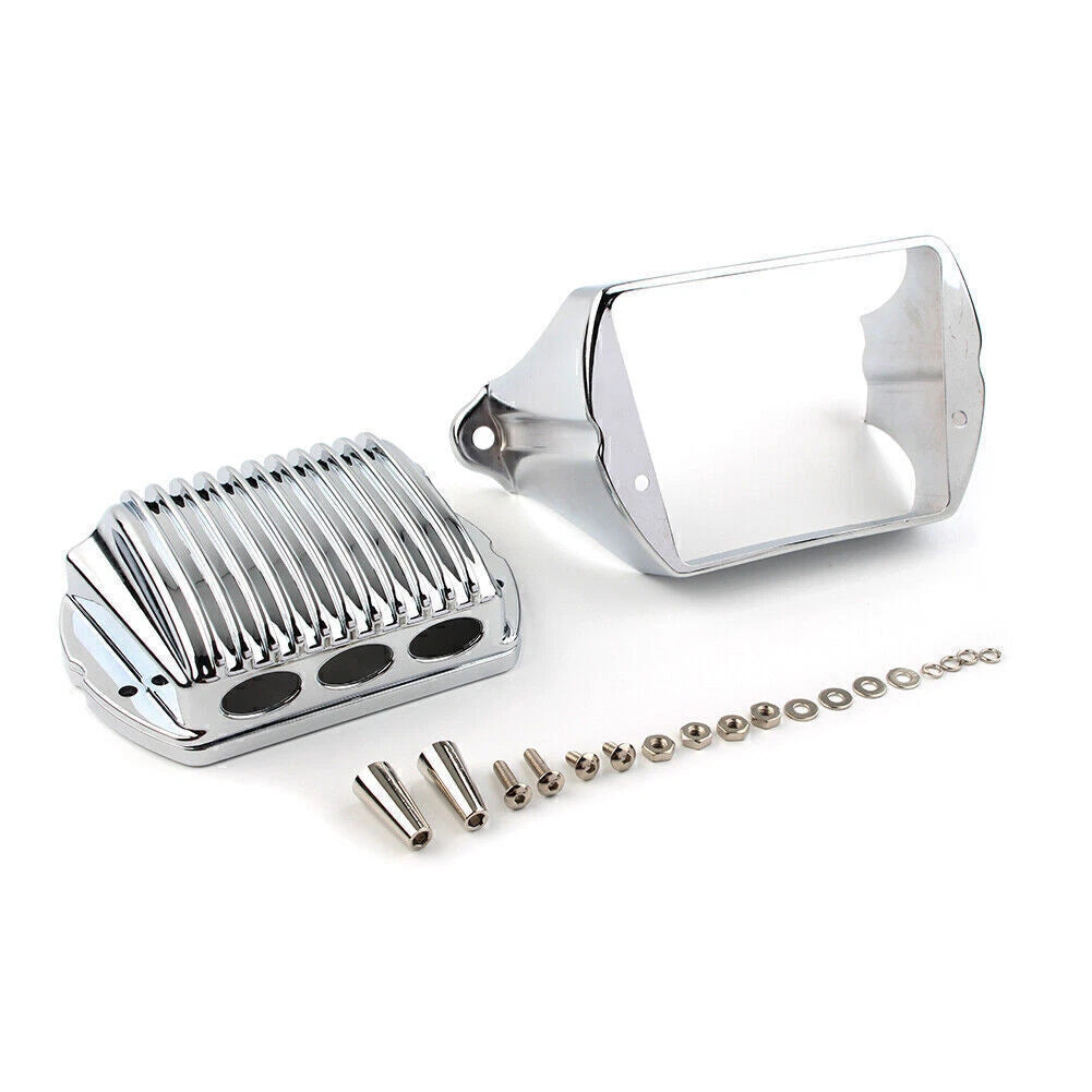 Chrome Front Voltage Regulator Cover Trim Accent Fit for Harley Bagger 1997-2011