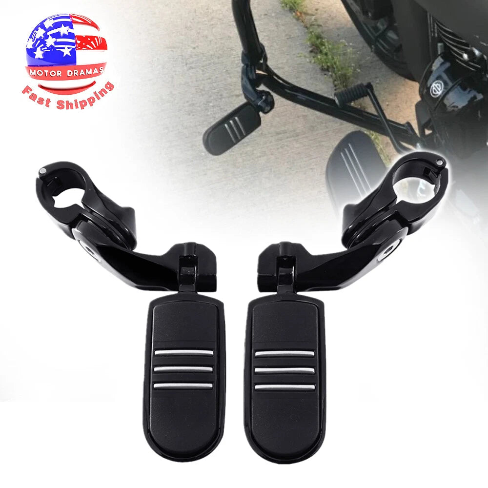 1-1/4" Short Highway Engine Guard Foot Pegs Footrests Mount Clamps For Touring