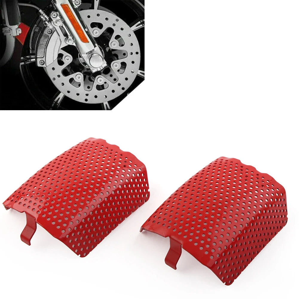 2Pcs Steel Front Caliper Screen Inserts Red For Harley V-Rod & Touring 2006-2019