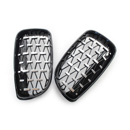 Chrome Black Diamond Front Kidney Grill For BMW 1 Series E81 E82 E87 E88 Pair