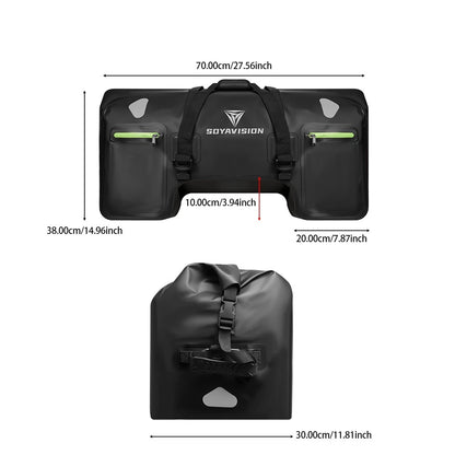 80L Black Motorcycle Tail Bag Waterproof PVC Duffle Bag Moto Offroad Luggage