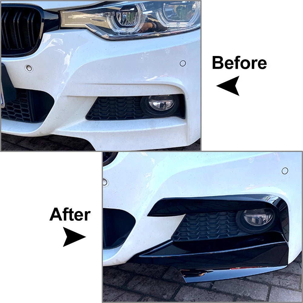 For BMW 3-Series F30 F31 12-18 Front Bumper Fangs Trim Air Vent Lid Cover Black