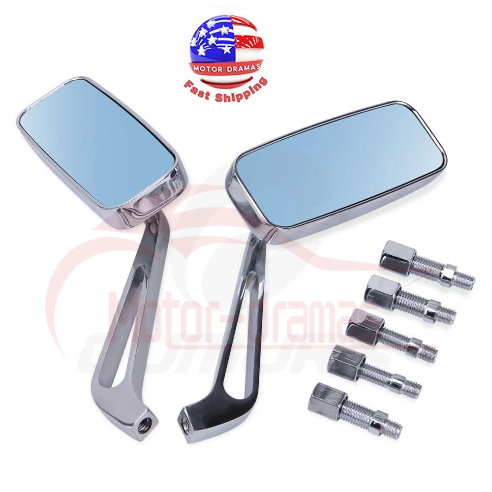 Motorcycle Rear View Side Mirrors 8mm&10mm Chrome for HARLEY HONDA SUZUKI YAMAHA