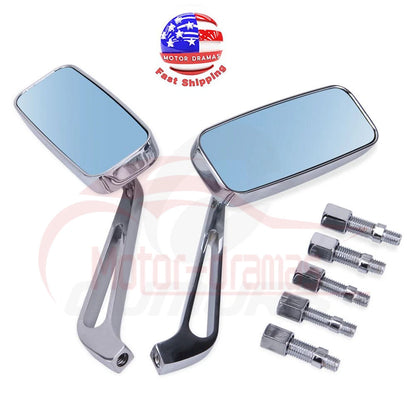 Motorcycle Rear View Side Mirrors 8mm&10mm Chrome for HARLEY HONDA SUZUKI YAMAHA