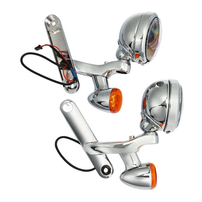 4.5" Auxiliary LED Fog Light Bracket Turn Signal Fit For Harley Touring 2014-Up