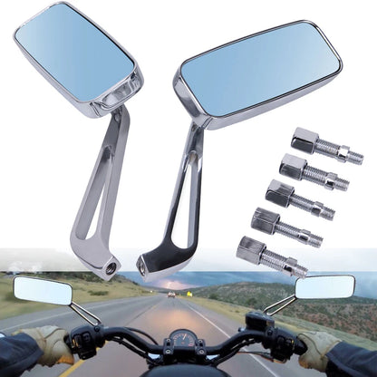 Chrome Rectangle Motorcycle Rear View Mirrors For Harley Honda Yamaha Universal
