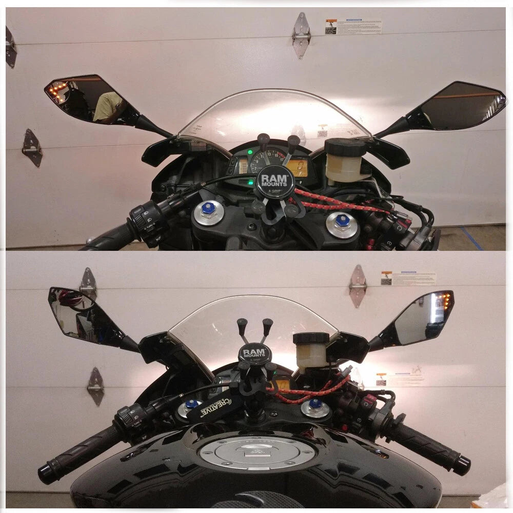 Carbon Fiber Motorcycle LED Blinker Turn Signal Light Rearview Mirrors Universal