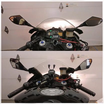 Carbon Fiber Motorcycle LED Blinker Turn Signal Light Rearview Mirrors Universal