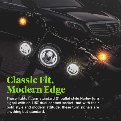 2" LED Turn Signals Blinker Light 1157 For Harley Touring Road King Street Glide