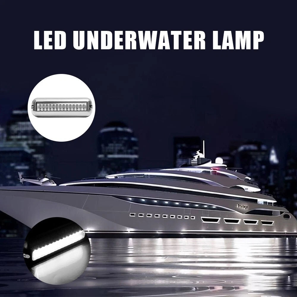 4Pcs White 42 LED Underwater Boat Marine Transom Lights Stainless Steel Pontoon