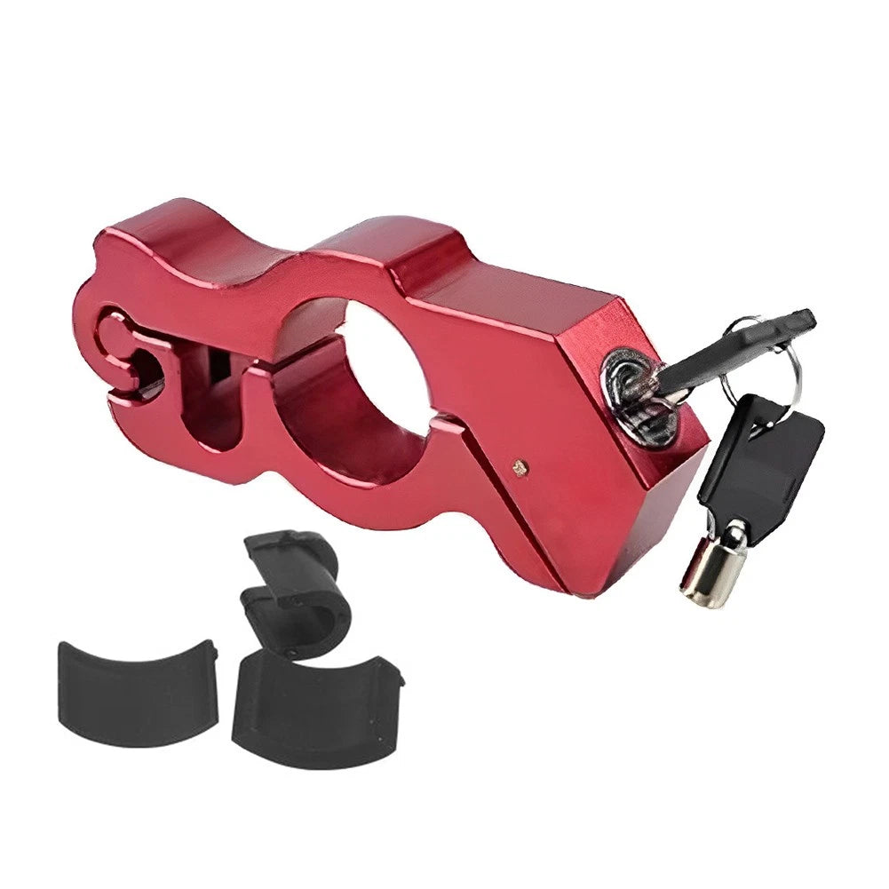Motor Handlebar Grip Lock Anti Theft Throttle Clutch Brake Lock Red