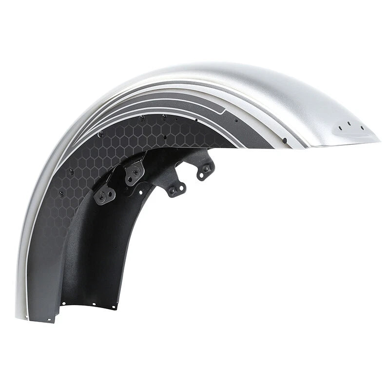 Front Fender For Harley Electra Tri Glide FLHT 14-25 Silver/Black Honeycomb Fade