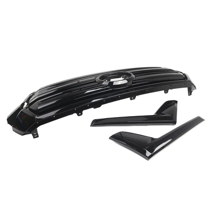 Front Bumper Hood Grille Glossy Black Kit For Toyota Land Cruiser LC200 2016-18