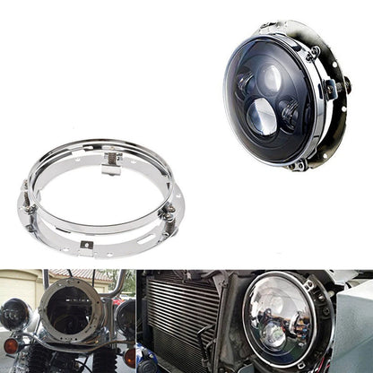 For Harley Touring 7" Inch Motorcycle LED Headlight Mounting Ring Bracket Chrome
